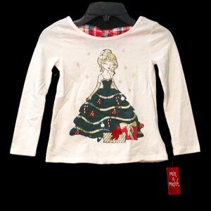 Cynthia Rowley Long Sleeve White Top with Glamour Holiday Girl Girl’s Size XS